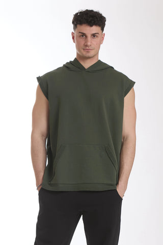 Smanicato Uomo Ikonic Con Cappuccio Verde Militare - FGM04 - Linea Ikonic Uomo - fgm04