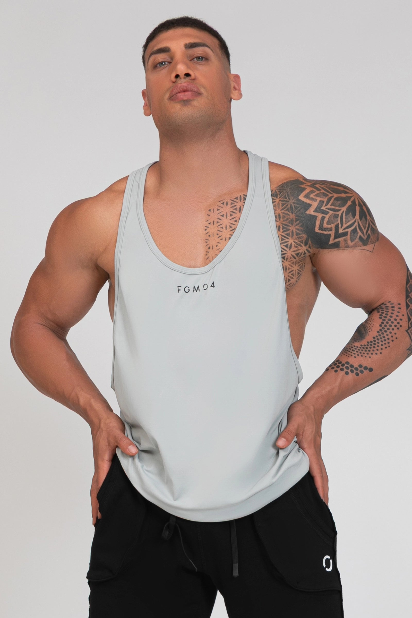 Abbigliamento sportivo tecnico palestra canotta traspirante anti odore Stringer Grigio Mercury - FGM04 - Linea Ikonic Uomo - fgm04