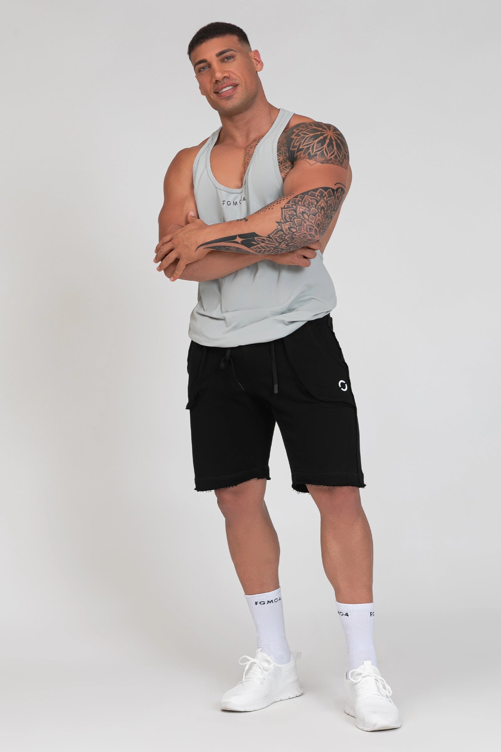 Abbigliamento sportivo tecnico palestra canotta traspirante anti odore Stringer Grigio Mercury - FGM04 - Linea Ikonic Uomo - fgm04