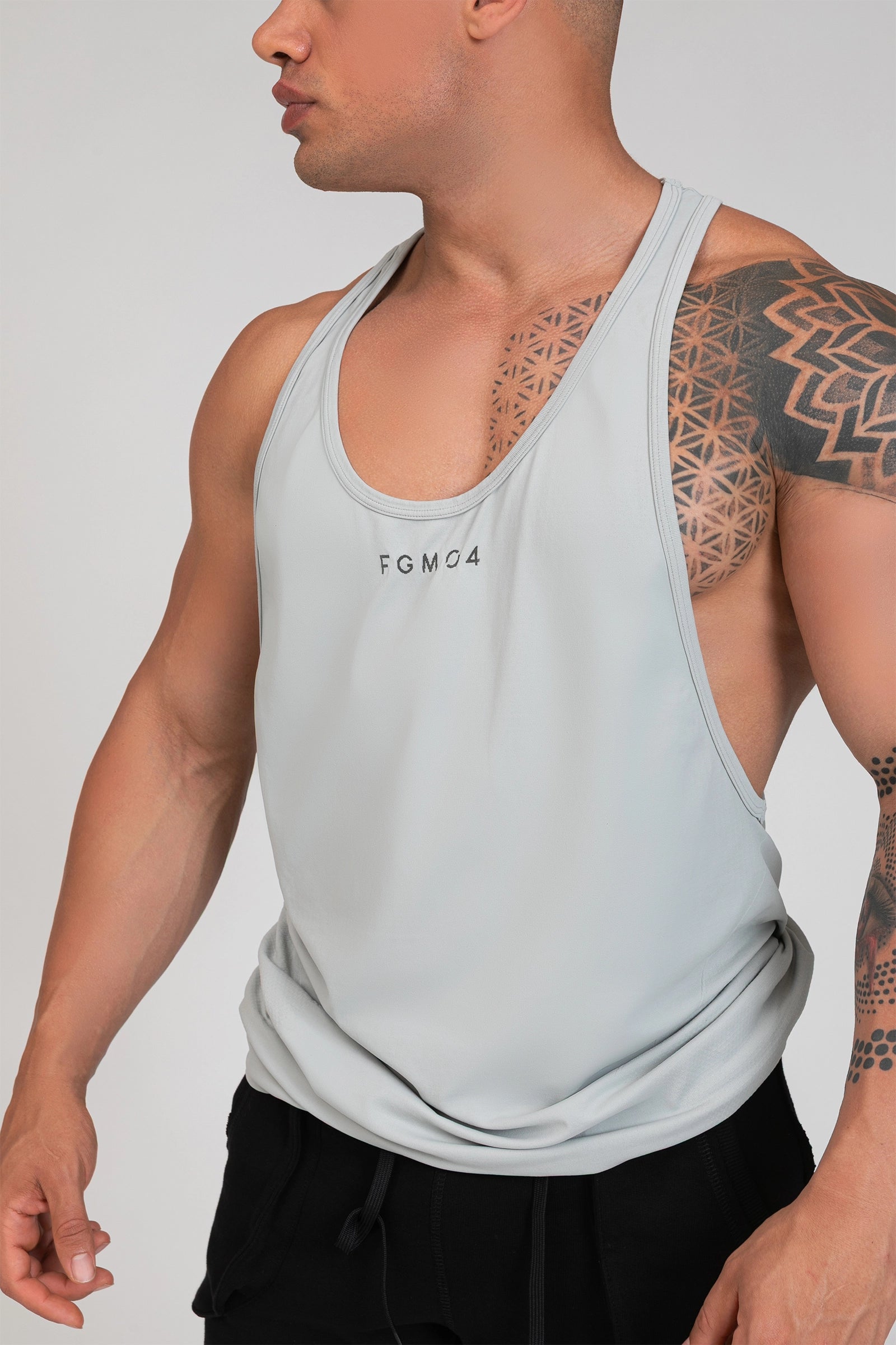 Abbigliamento sportivo tecnico palestra canotta traspirante anti odore Stringer Grigio Mercury - FGM04 - Linea Ikonic Uomo - fgm04