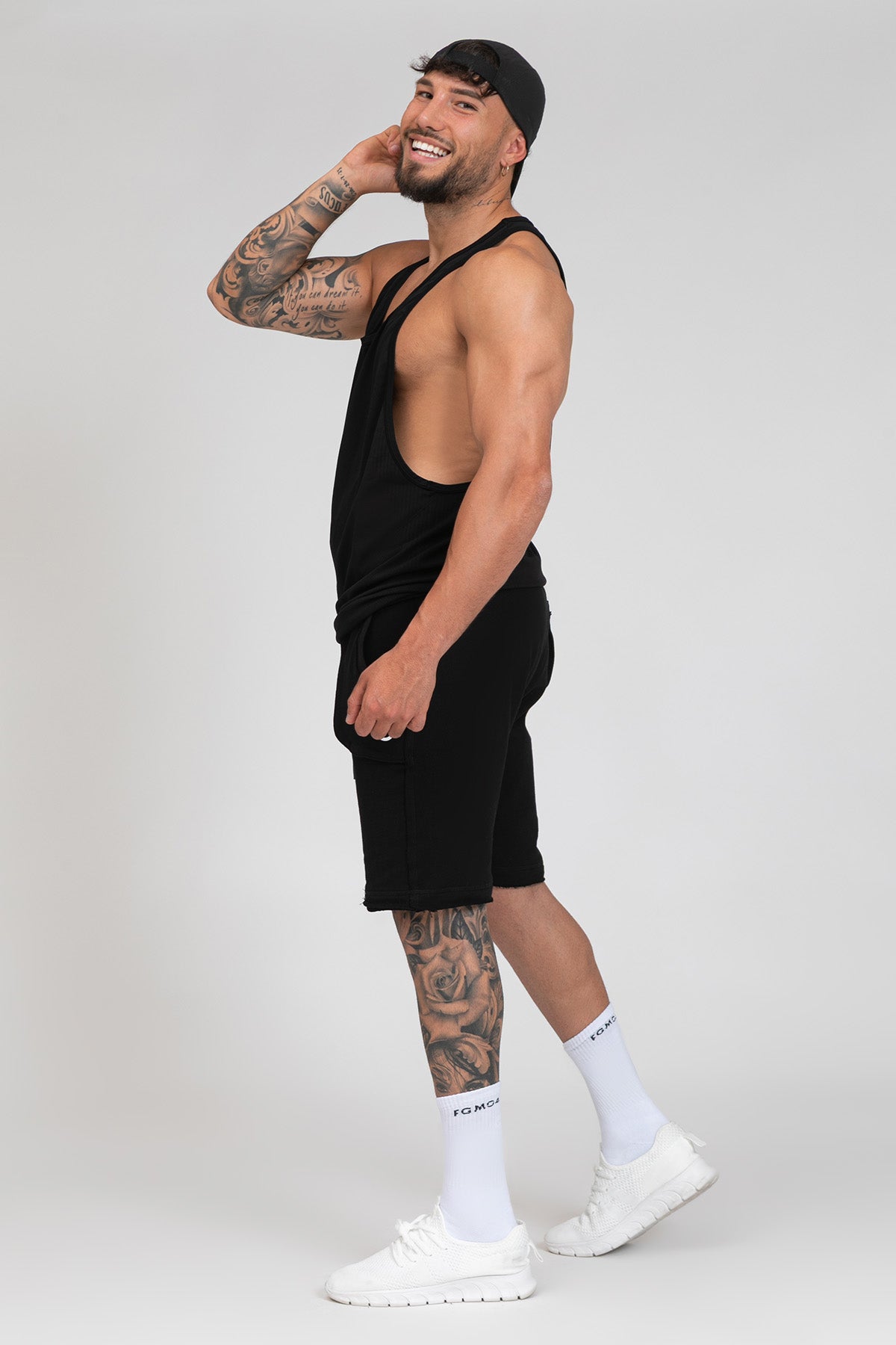 Abbigliamento sportivo tecnico palestra canotta traspirante anti odore Stringer Nero - FGM04 - Linea Ikonic Uomo - fgm04