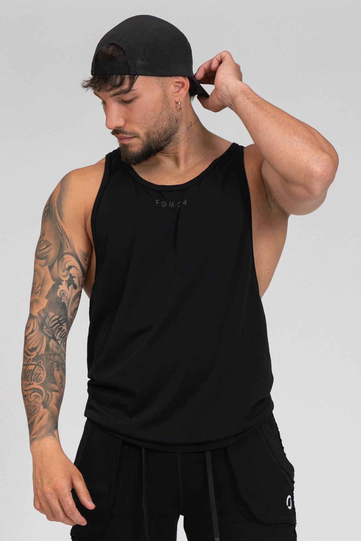 Abbigliamento sportivo tecnico palestra canotta traspirante anti odore Stringer Nero - FGM04 - Linea Ikonic Uomo - fgm04