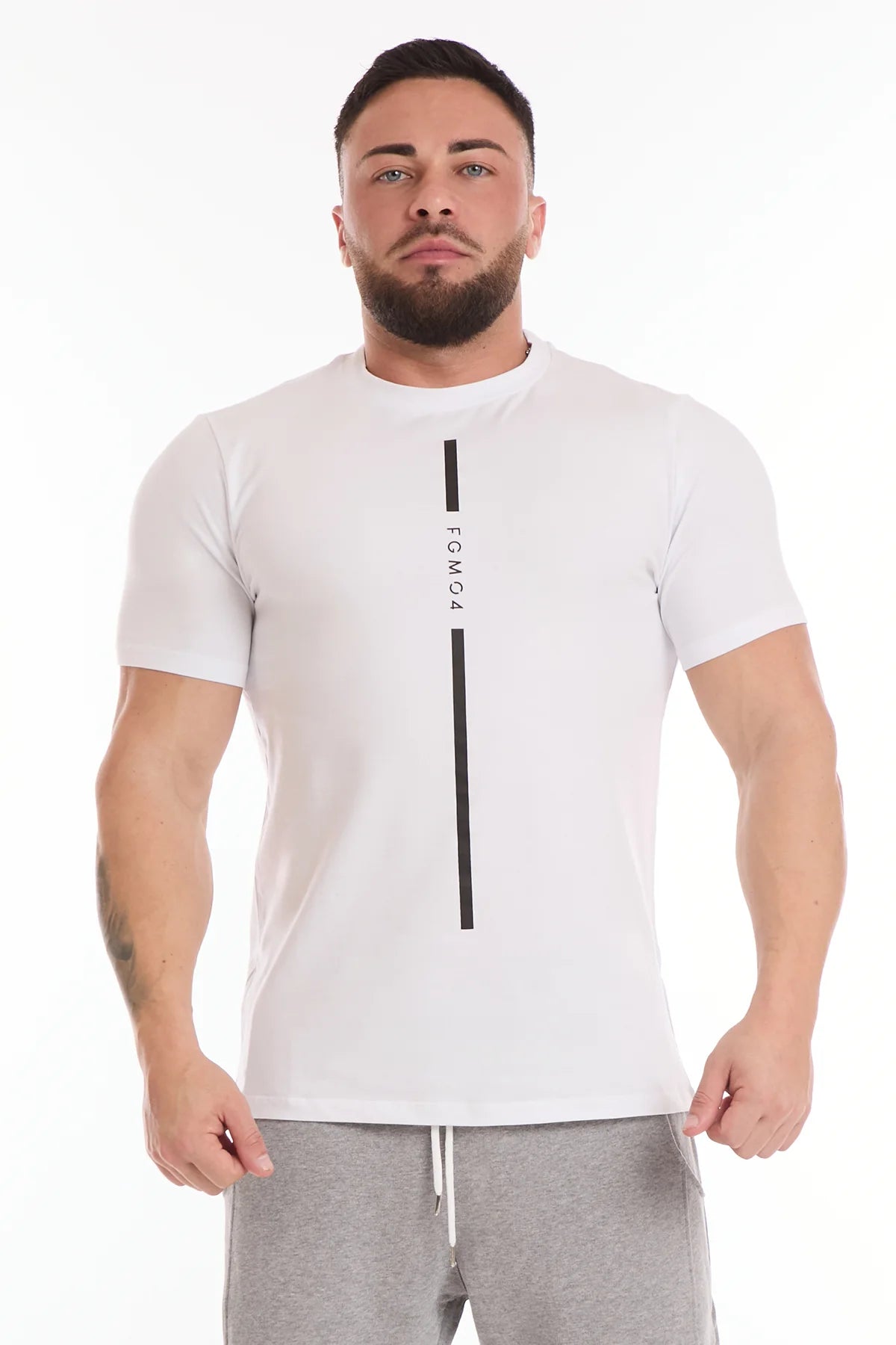 T-Shirt Stripe Fgm04 Uomo Bianco
