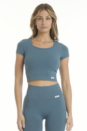 T-Shirt Crop Top Blu Egeo - FGM04 - OFFERTE SPECIALI - fgm04