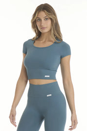 T-Shirt Crop Top Blu Egeo - FGM04 - OFFERTE SPECIALI - fgm04