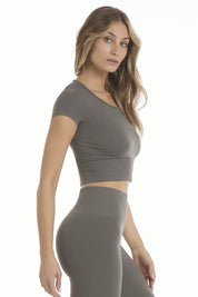 T-Shirt Crop Top Grigio Fumo - FGM04 - OFFERTE SPECIALI - fgm04