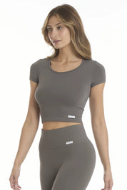 T-Shirt Crop Top Grigio Fumo - FGM04 - OFFERTE SPECIALI - fgm04