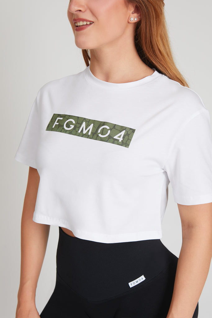 T-Shirt Crop Fgm04 Ikonic Stampa Cocco Verde - FGM04