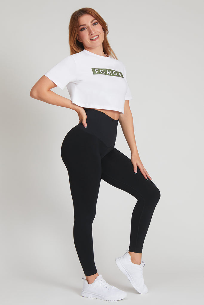 T-Shirt Crop Fgm04 Ikonic Stampa Cocco Verde - FGM04