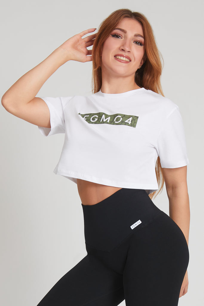 T-Shirt Crop Fgm04 Ikonic Stampa Cocco Verde - FGM04