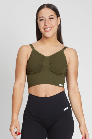 Top sportivo con spalline sottili Adele 2.0 Verde Militare - FGM04 - Maglie e Top - fgm04