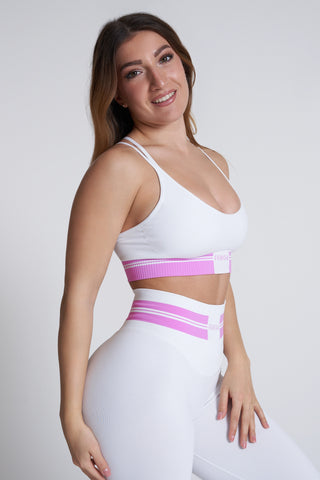 Top sportivo con spalline sottili incrociato a schiena scoperta Ikona Bianco Rosa Ortensia - FGM04 - Maglie e Top - fgm04