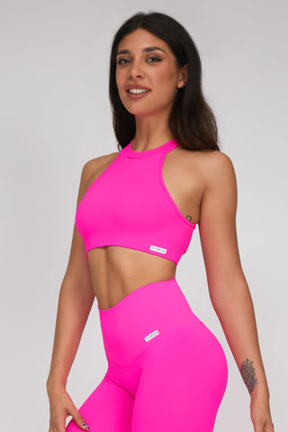 Top sportivo con schiena scoperta scollo all’americana Olimpia Fuxia Fluo - FGM04 - Maglie e Top - fgm04