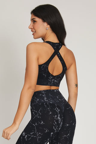 Top sportivo con spalline larghe incrociato Marmo Nero - FGM04 - Maglie e Top - fgm04