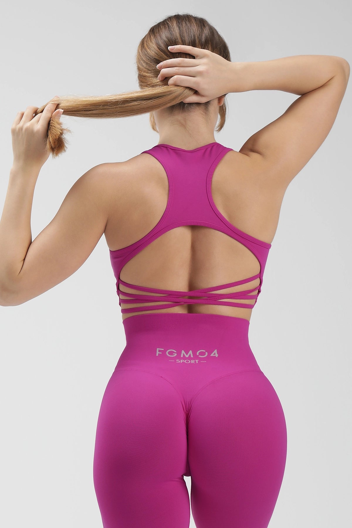 Top sportivo con spalline larghe incrociato schiena scoperta Neith Pink Power - FGM04 - Maglie e Top - fgm04