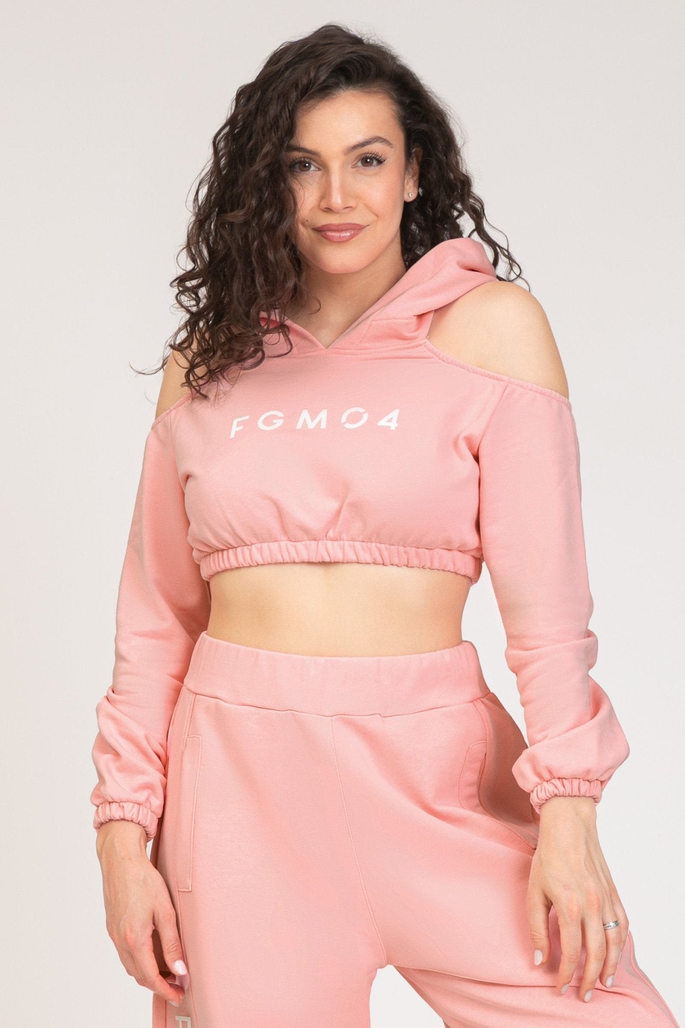 Felpa Crop Spalle Scoperte Jasmine Donna Rosa Chiaro - FGM04 - Linea Ikonic - fgm04