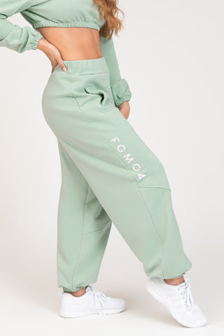 Pantaloni della tuta sportivi donna in cotone baggy Pantalone Jogger Oversize Jasmine Donna Verde Menta - FGM04 - Linea Ikonic - fgm04
