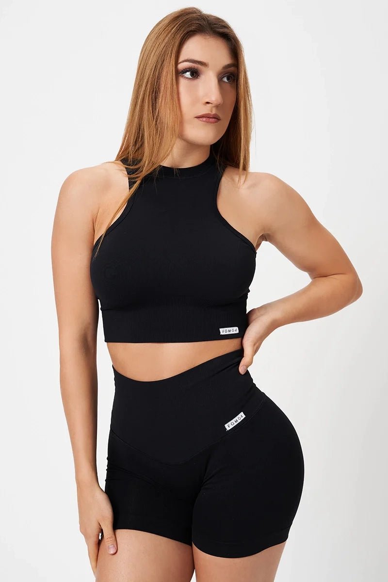 Top sportivo con scollo all’americana Electra Nero - FGM04 - Maglie e Top - fgm04