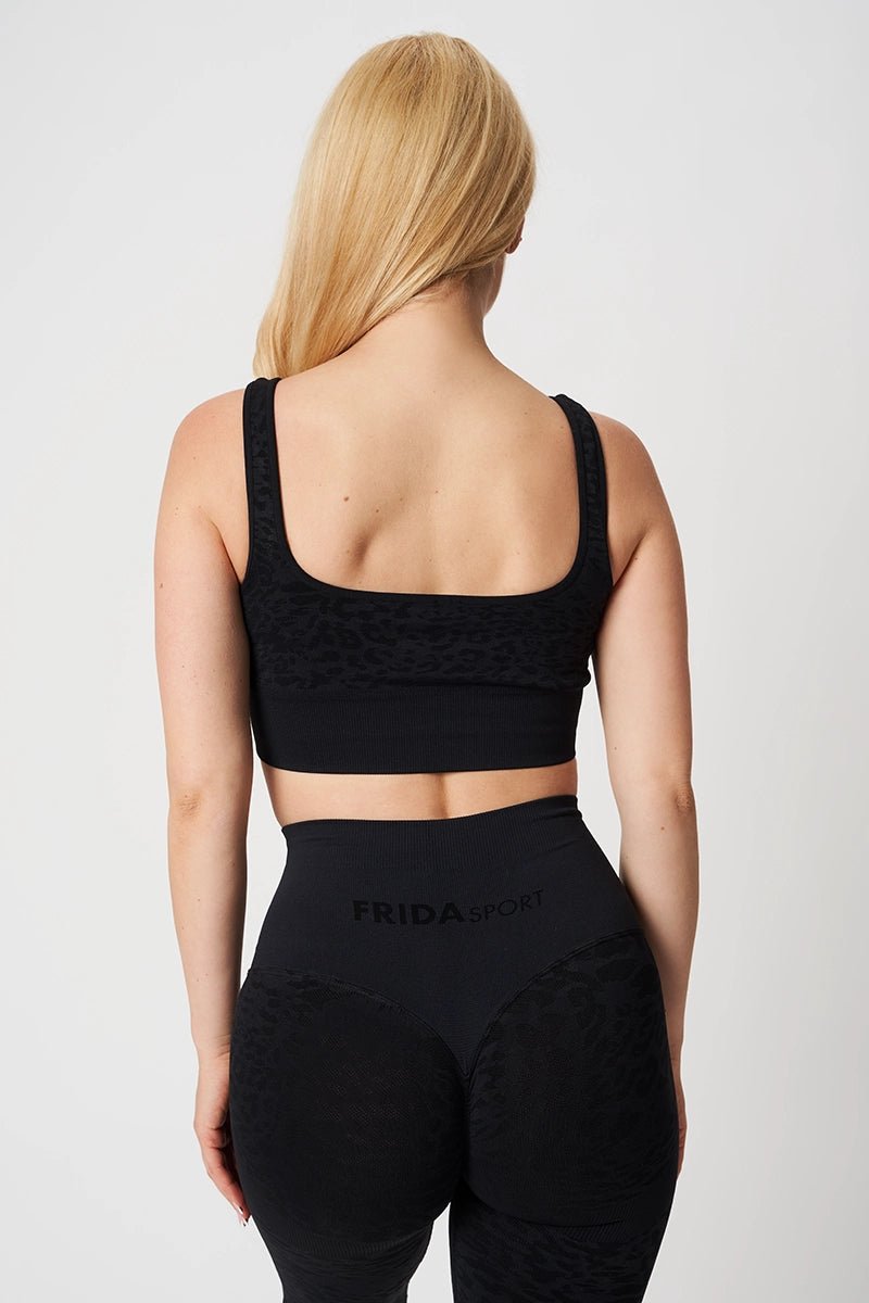 Top sportivo con spalline larghe Jungle Leopardo Nero Taglia Unica - FGM04 - Maglie e Top - fgm04