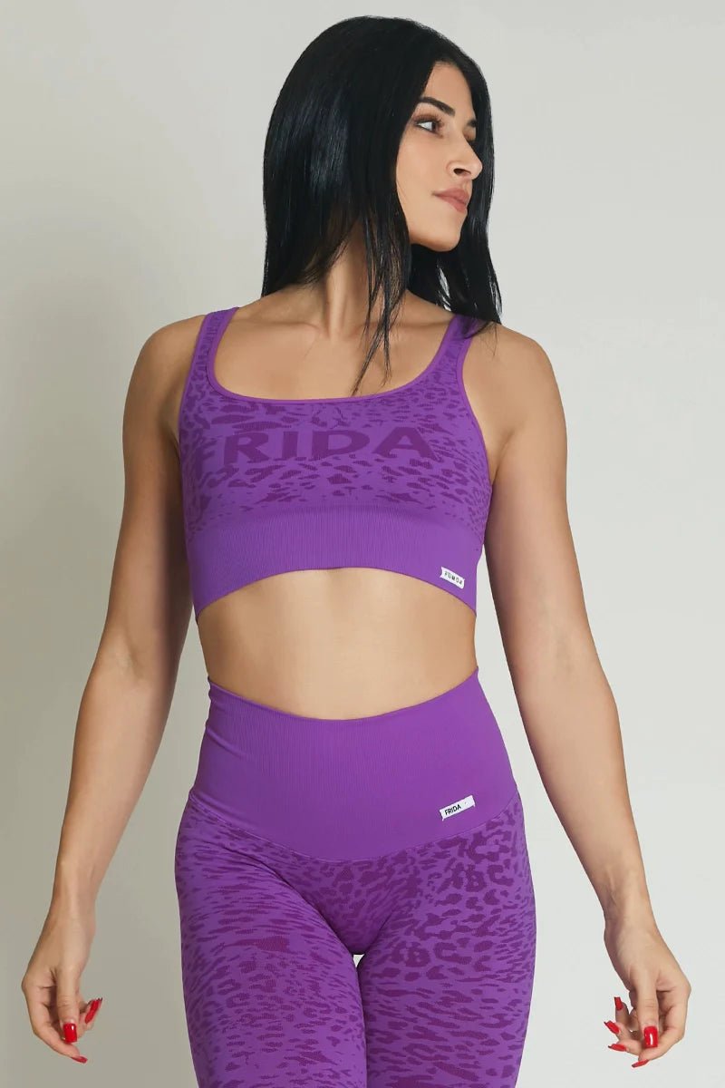 Top sportivo con spalline larghe Jungle Leopardo Viola Taglia Unica - FGM04 - OFFERTE SPECIALI - fgm04