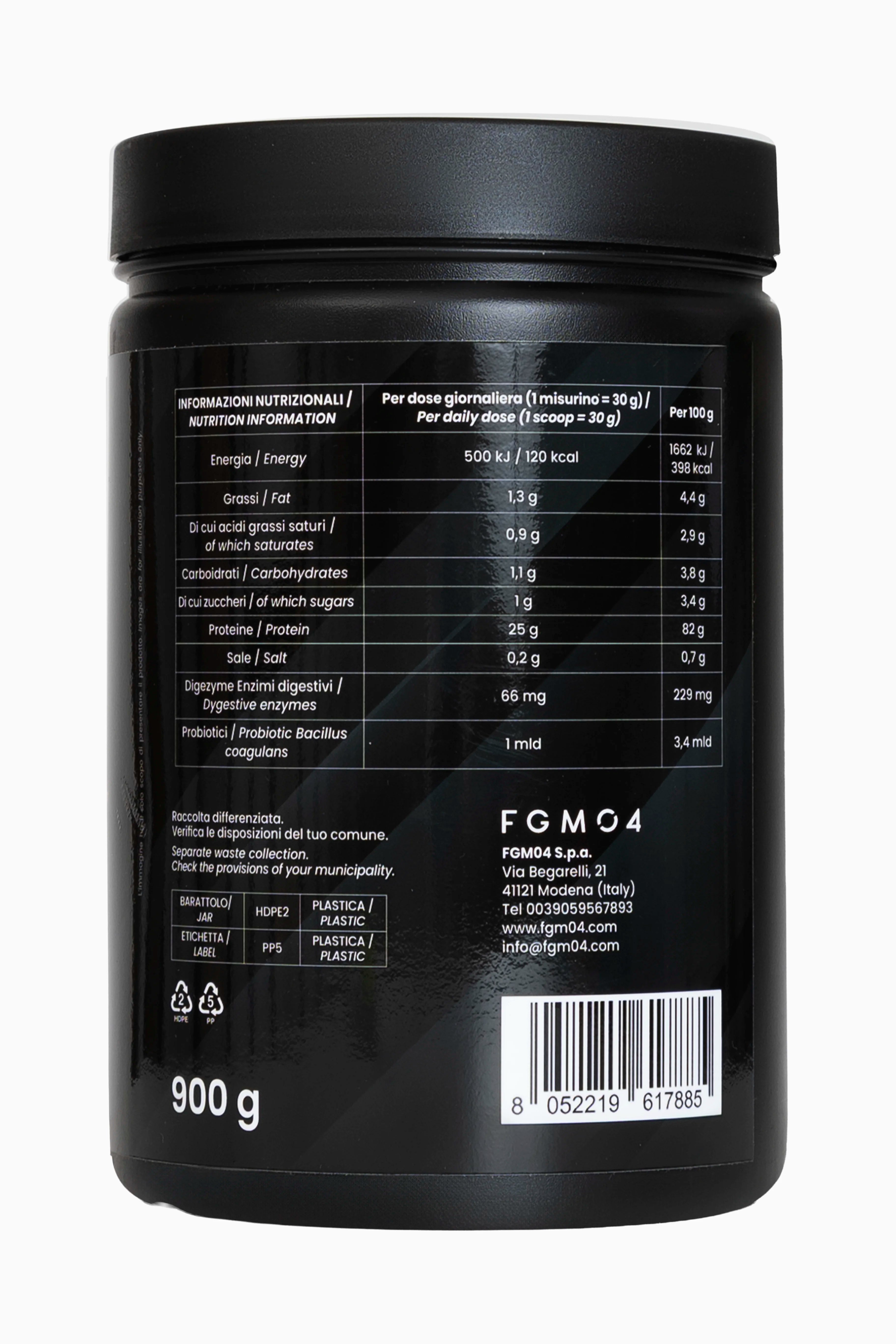 01 HYDRO WHEY + ENZIMI + PROBIOTICI GUSTO CIOCCOLATO 900 g - FGM04