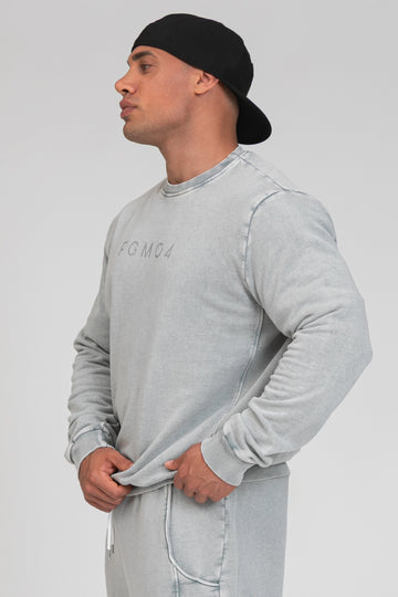 tuta sportiva in cotone oversize  stone washed Felpa Over Uomo Grigio Moonstone - FGM04 - Linea Ikonic Uomo - fgm04