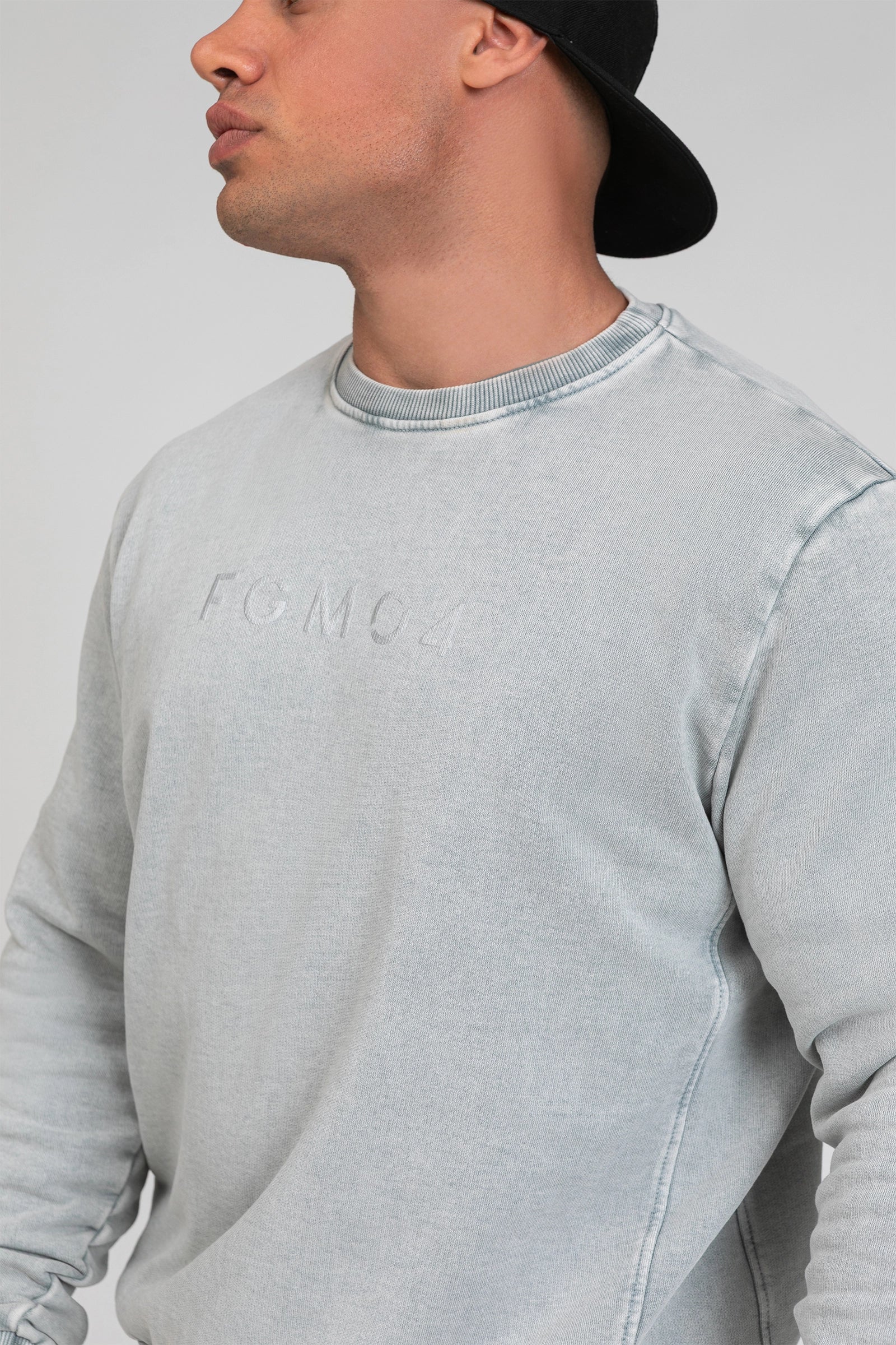 tuta sportiva in cotone oversize  stone washed Felpa Over Uomo Grigio Moonstone - FGM04 - Linea Ikonic Uomo - fgm04