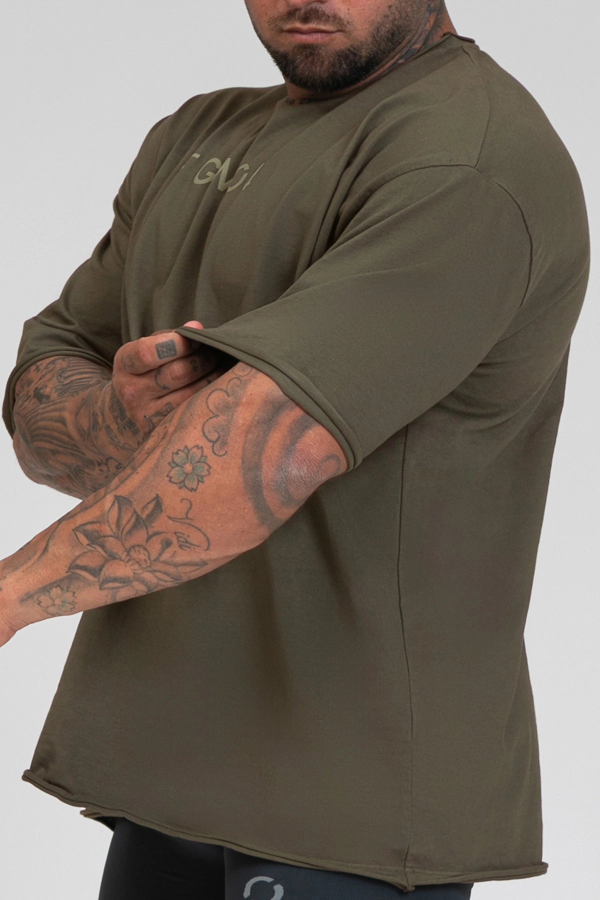 Maglia sportiva t-shirt in cotone oversize unisex WorkOut Extra Large Uomo Verde Militare - FGM04 - Linea Ikonic Uomo - fgm04