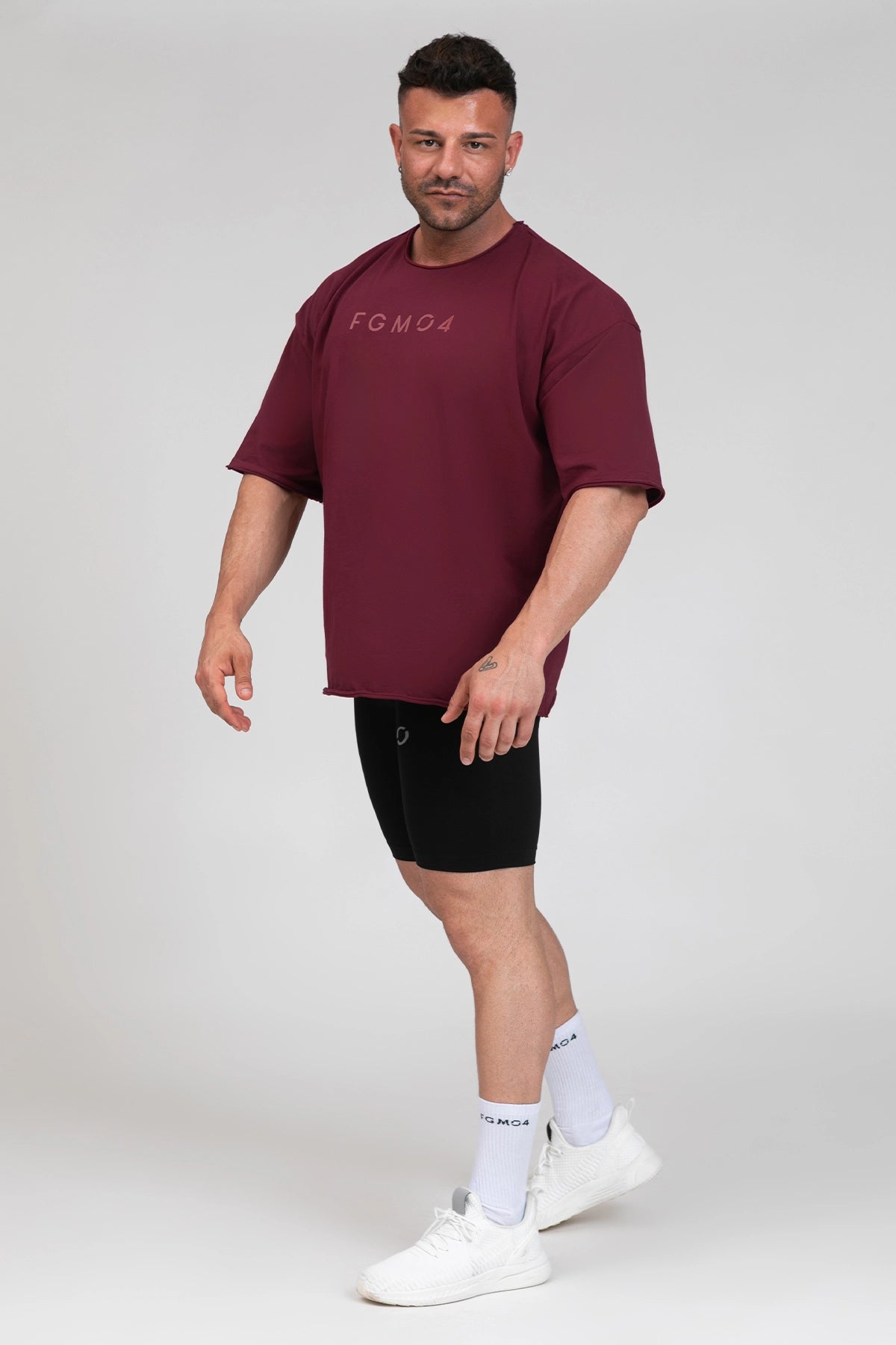 Maglia sportiva t-shirt in cotone oversize unisex WorkOut Extra Large Uomo Borgogna - FGM04 - Linea Ikonic Uomo - fgm04
