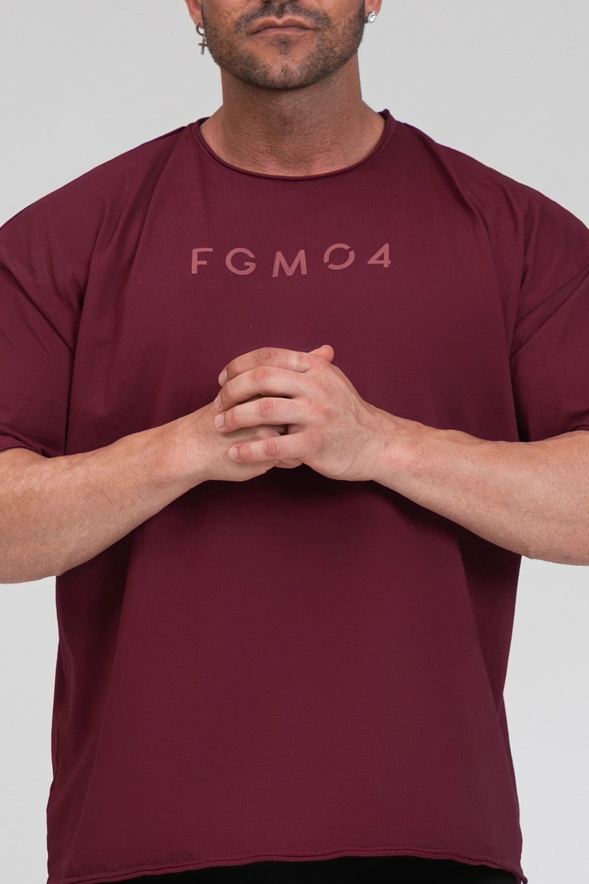 Maglia sportiva t-shirt in cotone oversize unisex WorkOut Extra Large Uomo Borgogna - FGM04 - Linea Ikonic Uomo - fgm04