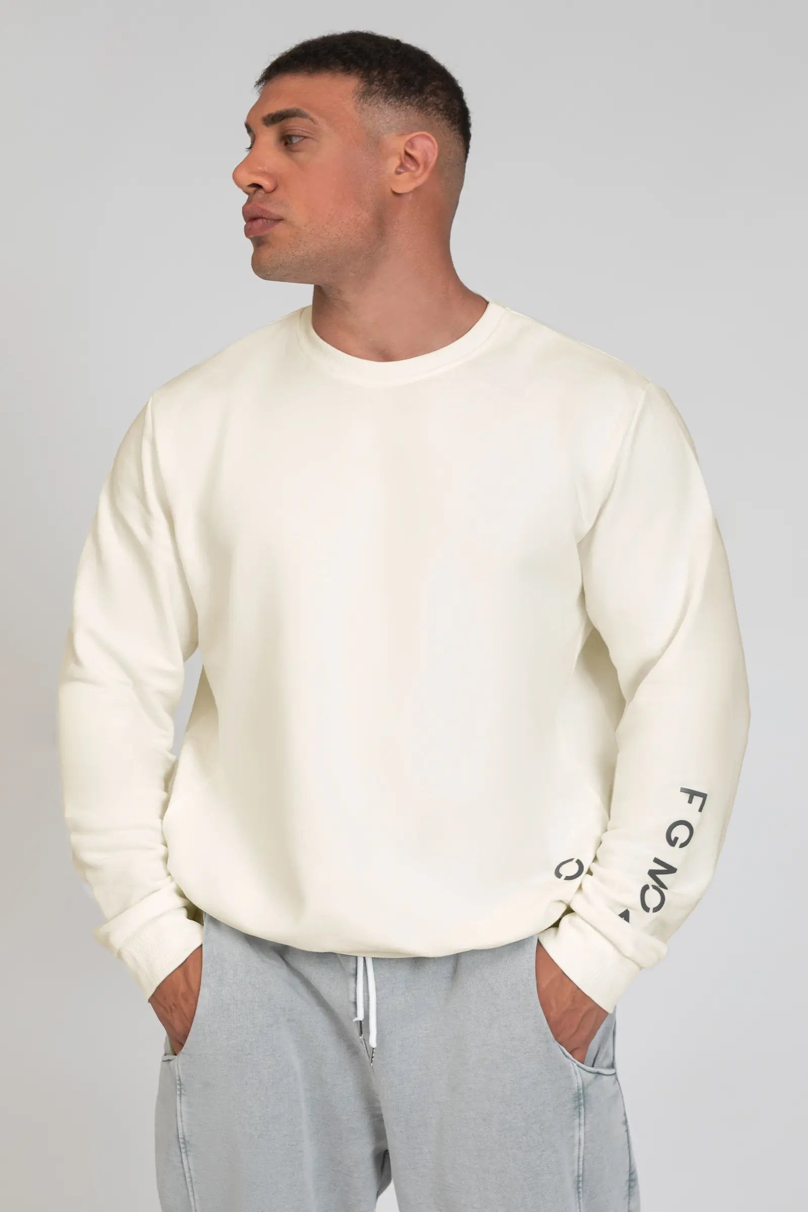 tuta sportiva in cotone oversize Felpa Ikonic FW 24/25 Bianco Panna Uomo - FGM04 - Linea Ikonic Uomo - fgm04