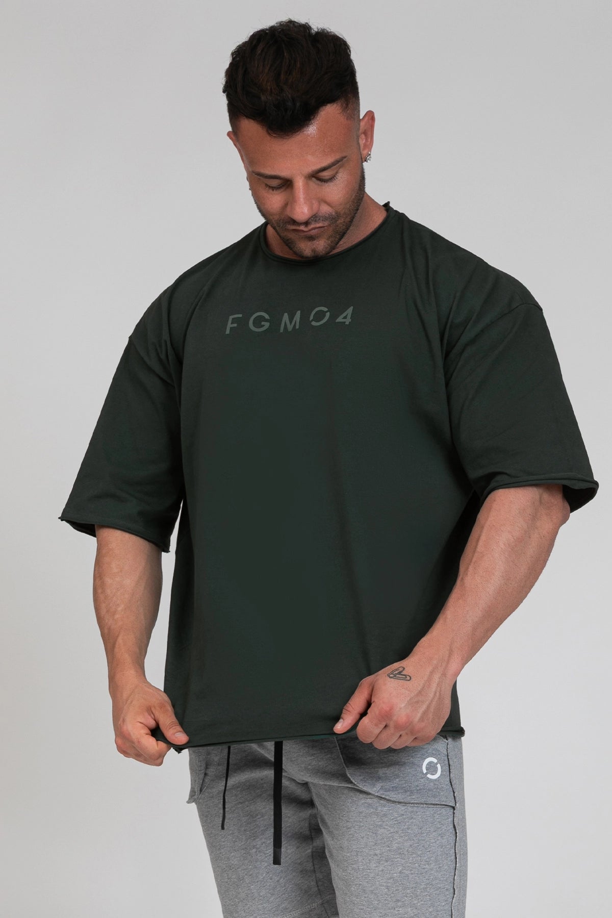 Maglia sportiva t-shirt in cotone oversize unisex WorkOut Extra Large Uomo Verde Pino - FGM04 - Linea Ikonic Uomo - fgm04