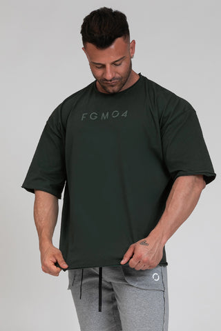 Maglia sportiva t-shirt in cotone oversize unisex WorkOut Extra Large Uomo Verde Pino - FGM04 - Linea Ikonic Uomo - fgm04