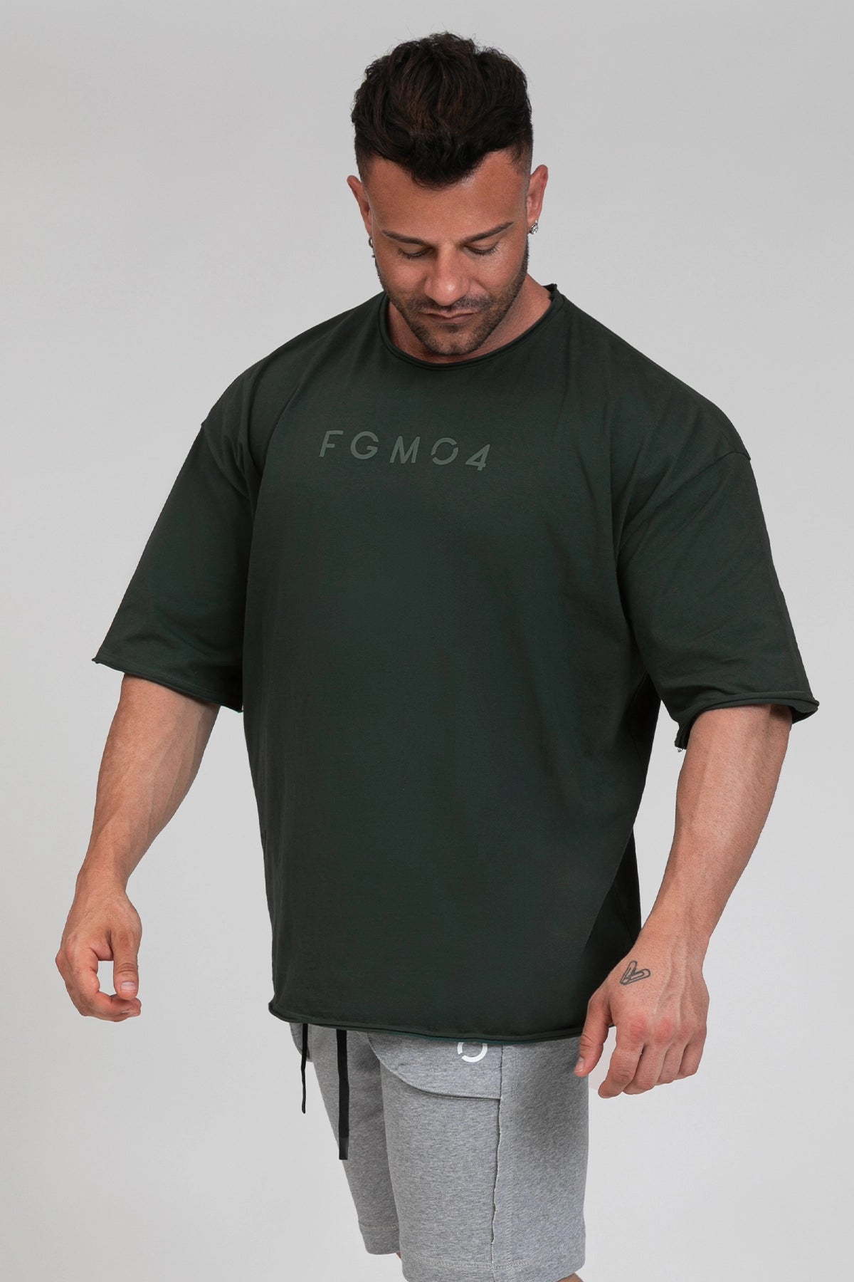 Maglia sportiva t-shirt in cotone oversize unisex WorkOut Extra Large Uomo Verde Pino - FGM04 - Linea Ikonic Uomo - fgm04
