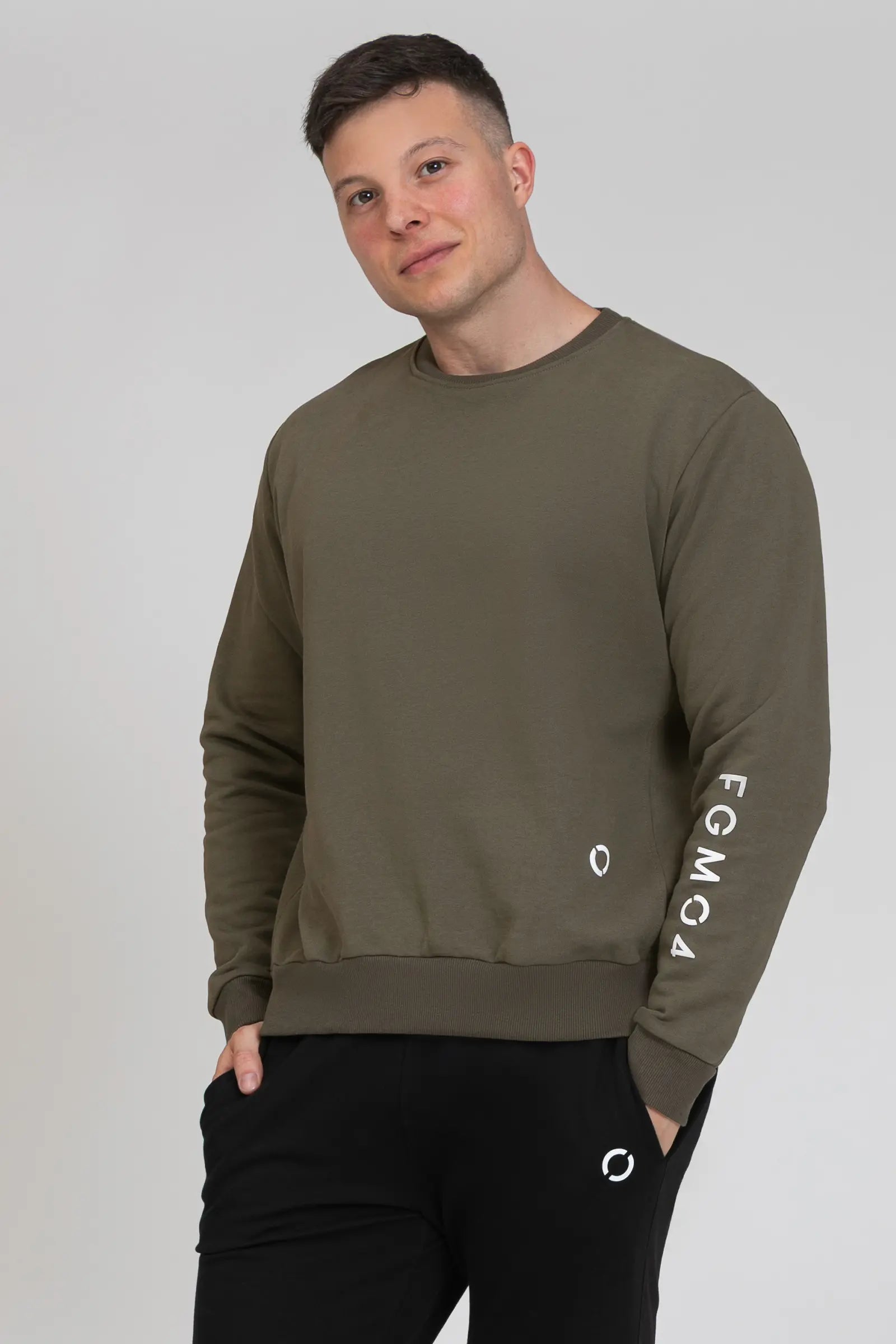 tuta sportiva in cotone oversize Felpa Ikonic FW 24/25 Verde Militare Uomo - FGM04 - Linea Ikonic Uomo - fgm04