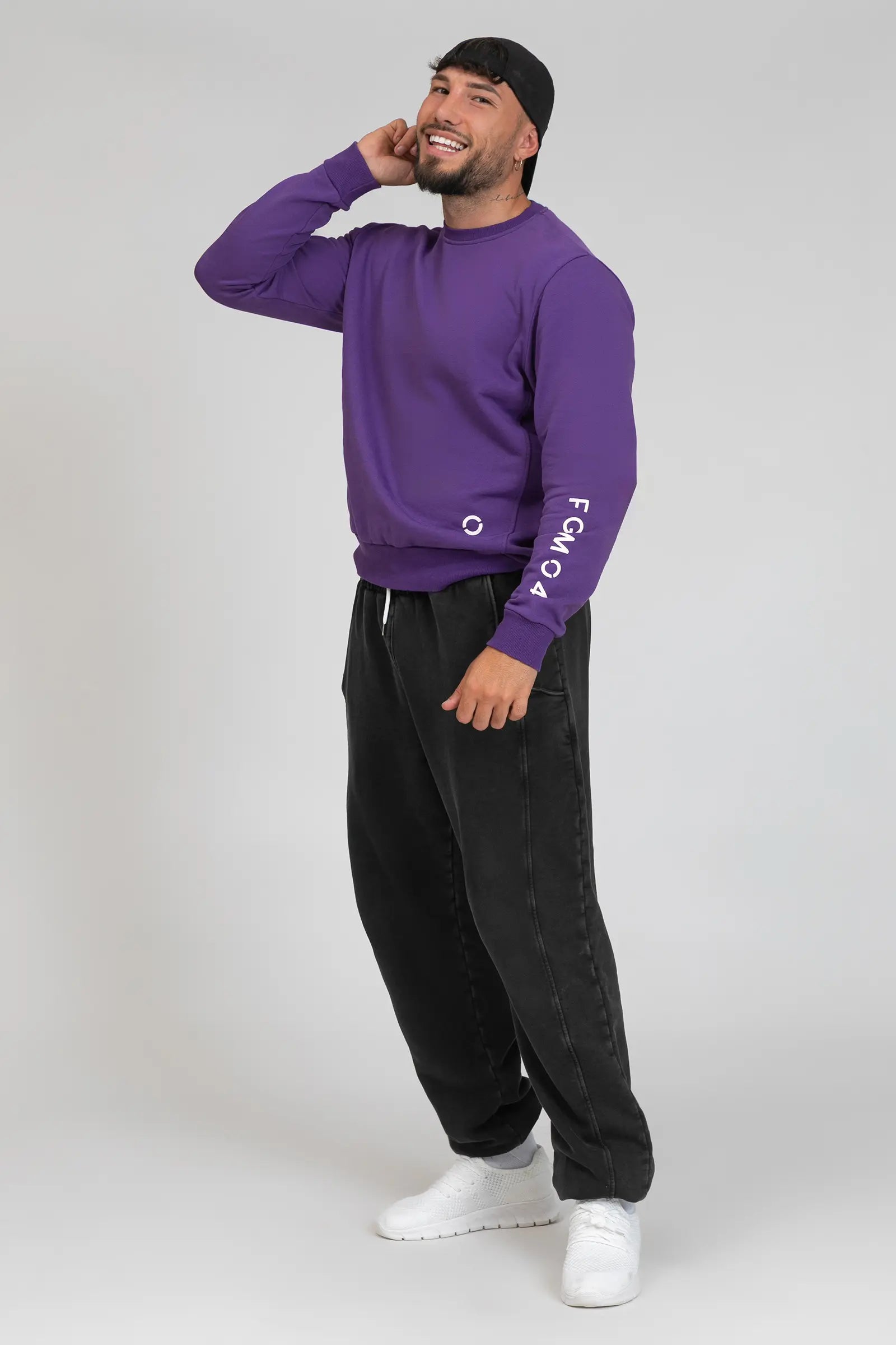 tuta sportiva in cotone oversize Felpa Ikonic FW 24/25 Viola Uomo - FGM04 - Linea Ikonic Uomo - fgm04