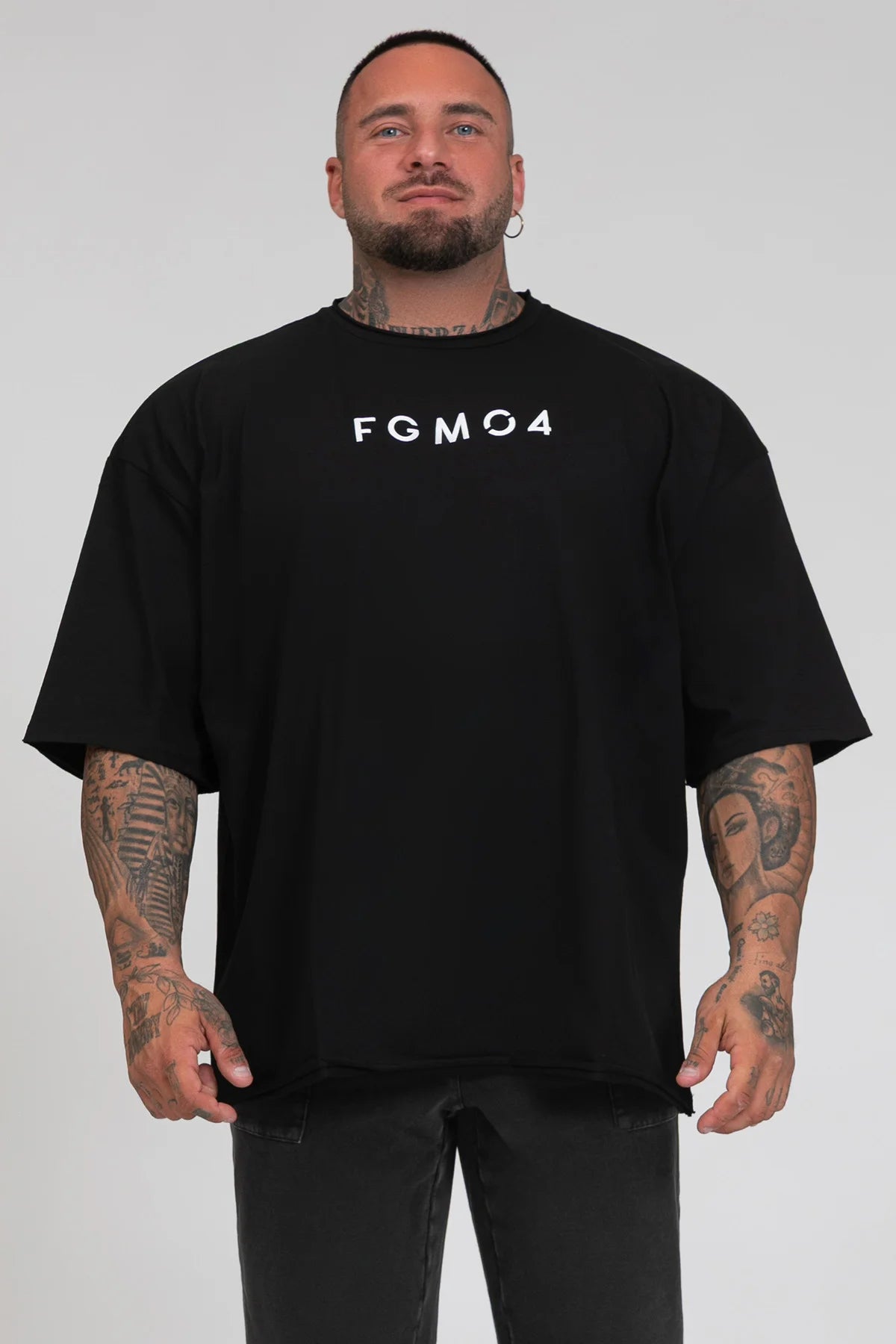 Maglia sportiva t-shirt in cotone oversize unisex WorkOut Extra Large Uomo Nero - FGM04 - Linea Ikonic Uomo - fgm04