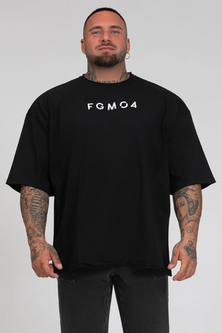 Maglia sportiva t-shirt in cotone oversize unisex WorkOut Extra Large Uomo Nero - FGM04 - Linea Ikonic Uomo - fgm04