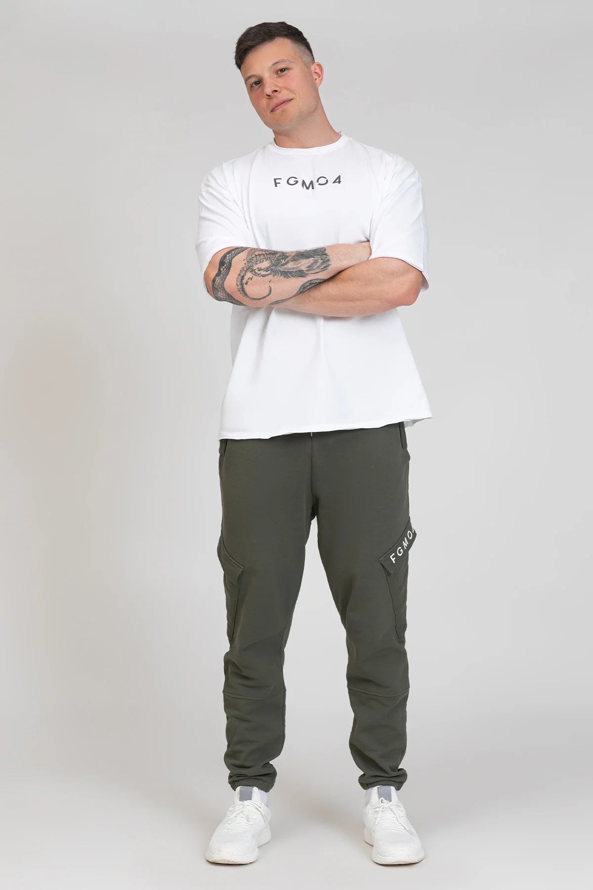 Maglia sportiva t-shirt in cotone oversize unisex WorkOut Extra Large Uomo Bianco - FGM04 - Linea Ikonic Uomo - fgm04