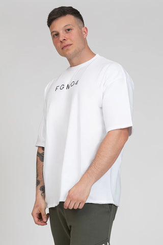 Maglia sportiva t-shirt in cotone oversize unisex WorkOut Extra Large Uomo Bianco - FGM04 - Linea Ikonic Uomo - fgm04