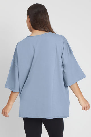 Maglia sportiva t-shirt in cotone oversize unisex WorkOut Extra Large New Celeste - FGM04 - Linea Ikonic - fgm04