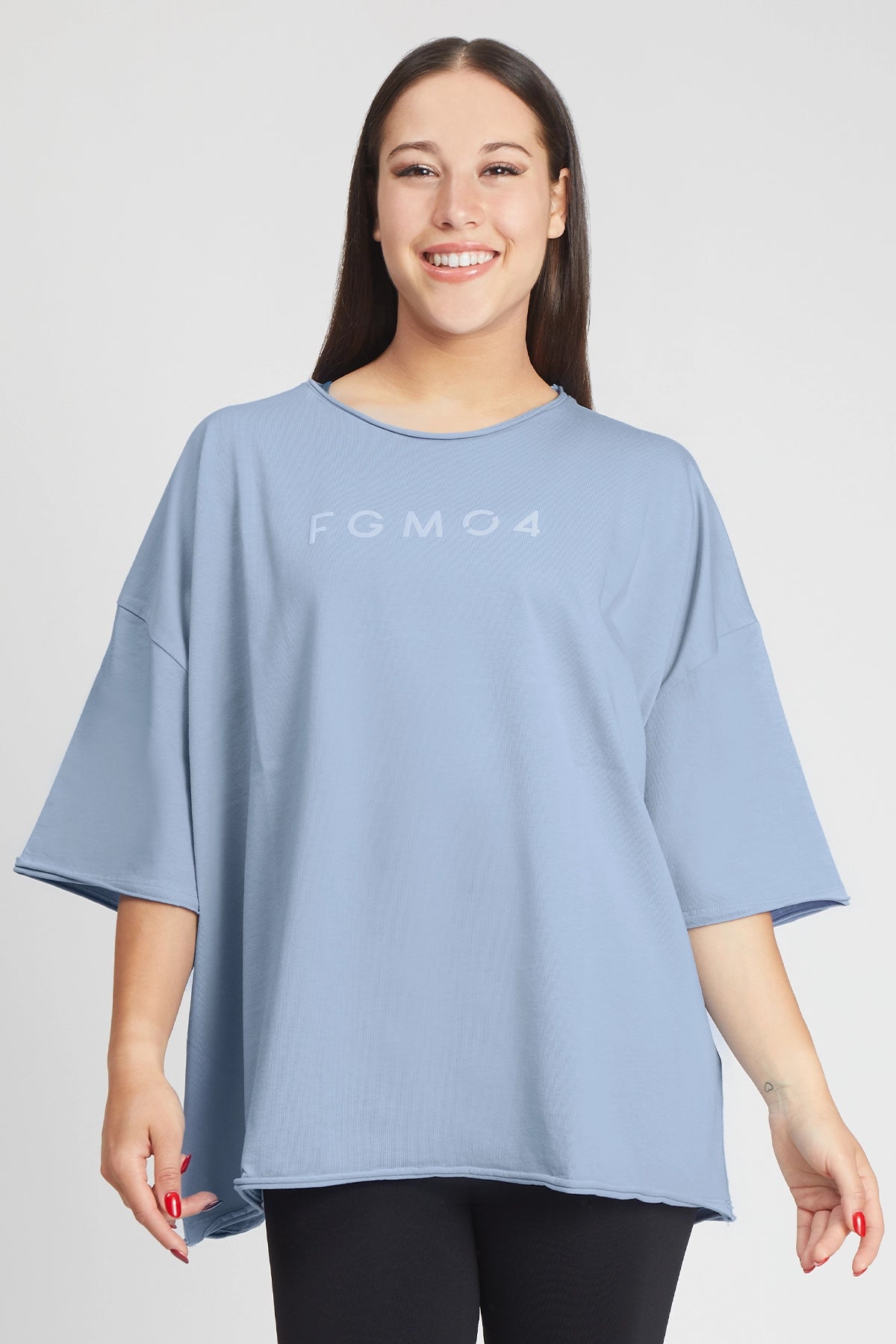 Maglia sportiva t-shirt in cotone oversize unisex WorkOut Extra Large New Celeste - FGM04 - Linea Ikonic - fgm04