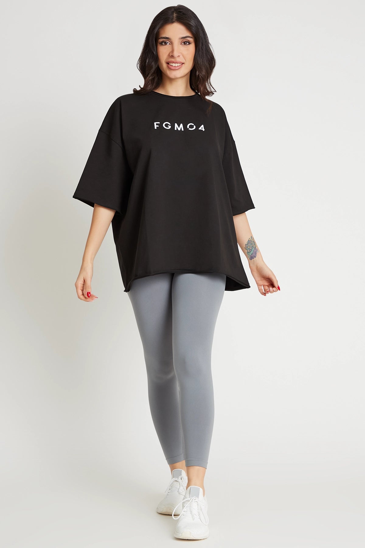 Maglia sportiva t-shirt in cotone oversize unisex WorkOut Extra Large Nero - FGM04 - Linea Ikonic - fgm04