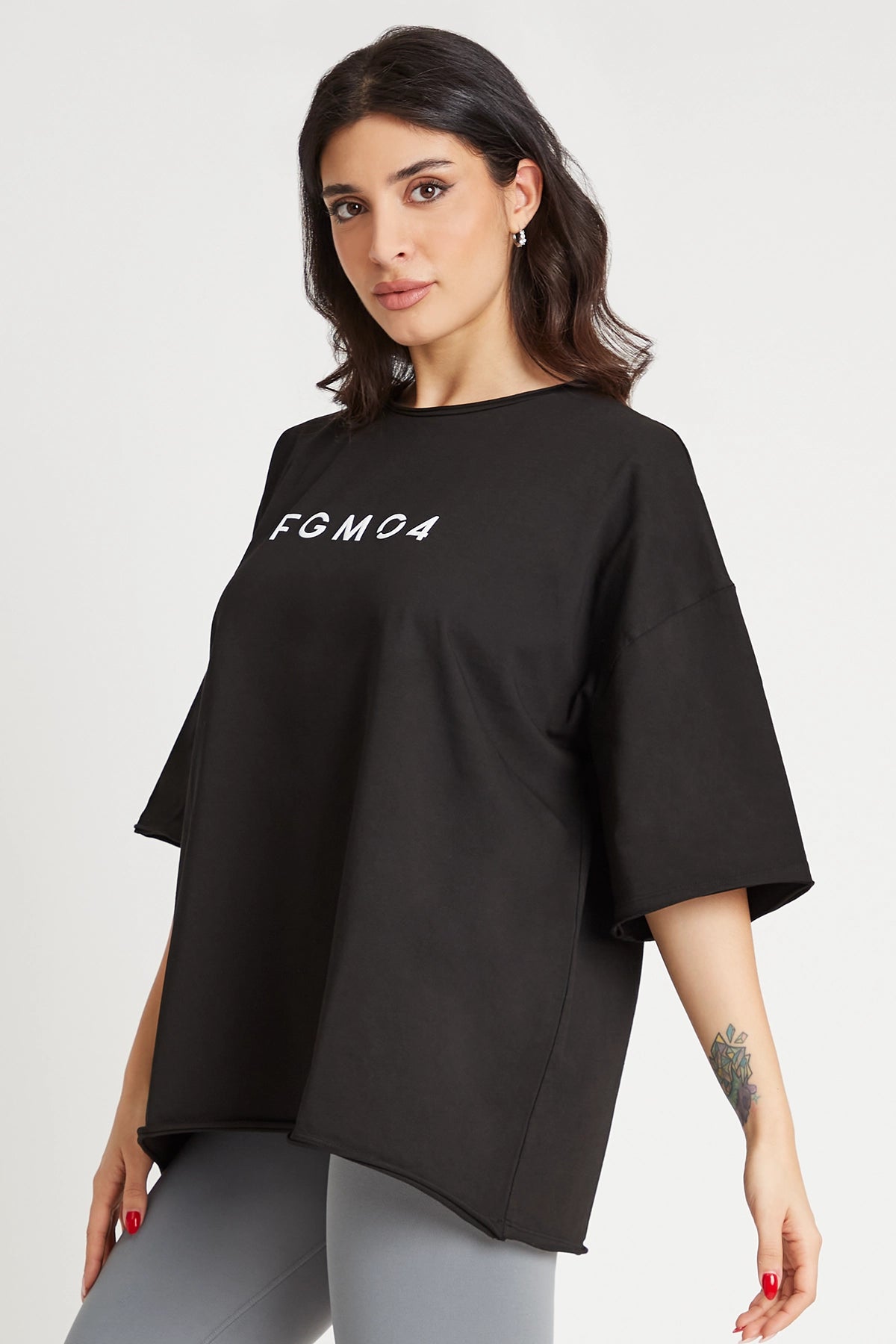 Maglia sportiva t-shirt in cotone oversize unisex WorkOut Extra Large Nero - FGM04 - Linea Ikonic - fgm04