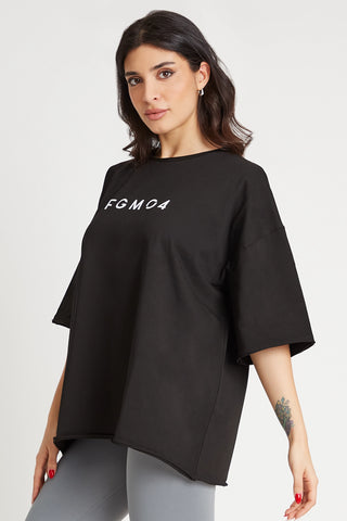 Maglia sportiva t-shirt in cotone oversize unisex WorkOut Extra Large Nero - FGM04 - Linea Ikonic - fgm04