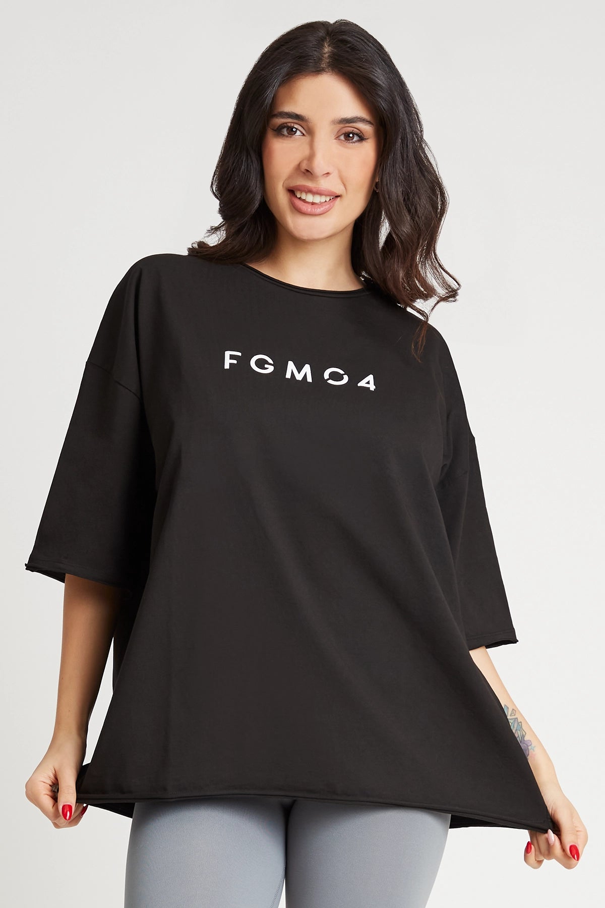 Maglia sportiva t-shirt in cotone oversize unisex WorkOut Extra Large Nero - FGM04 - Linea Ikonic - fgm04