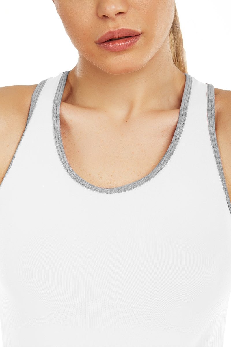 Canotta sportiva donna con tecnologia FIR Top Lungo Gym Fashion Bianco - FGM04 - Maglie e Top - fgm04