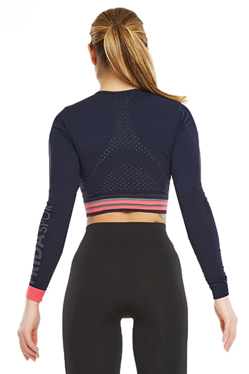 Maglia sportiva cropped seamless con maniche lunghe Bolero Frida Sport Power Blu Notte - FGM04 - OFFERTE SPECIALI - fgm04