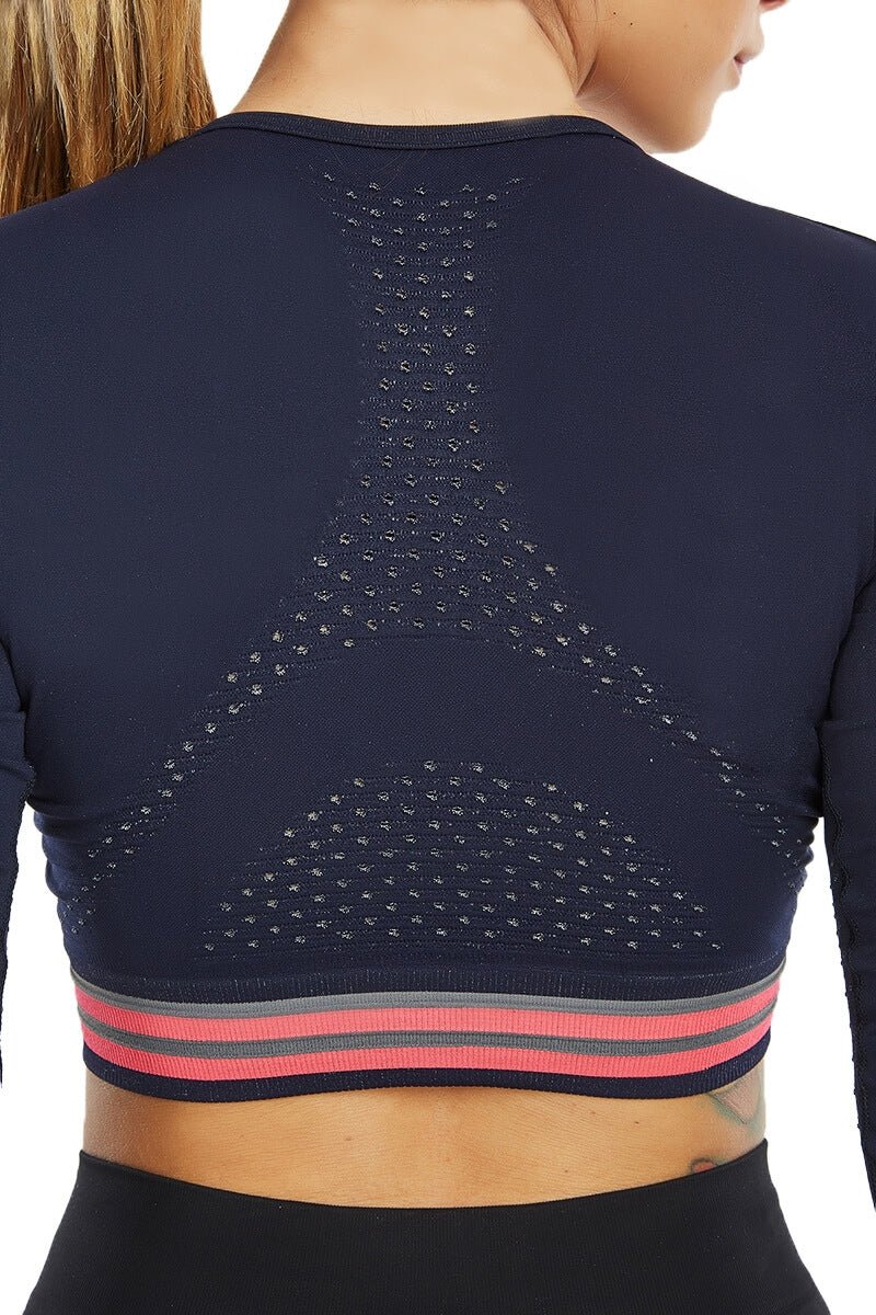 Maglia sportiva cropped seamless con maniche lunghe Bolero Frida Sport Power Blu Notte - FGM04 - OFFERTE SPECIALI - fgm04