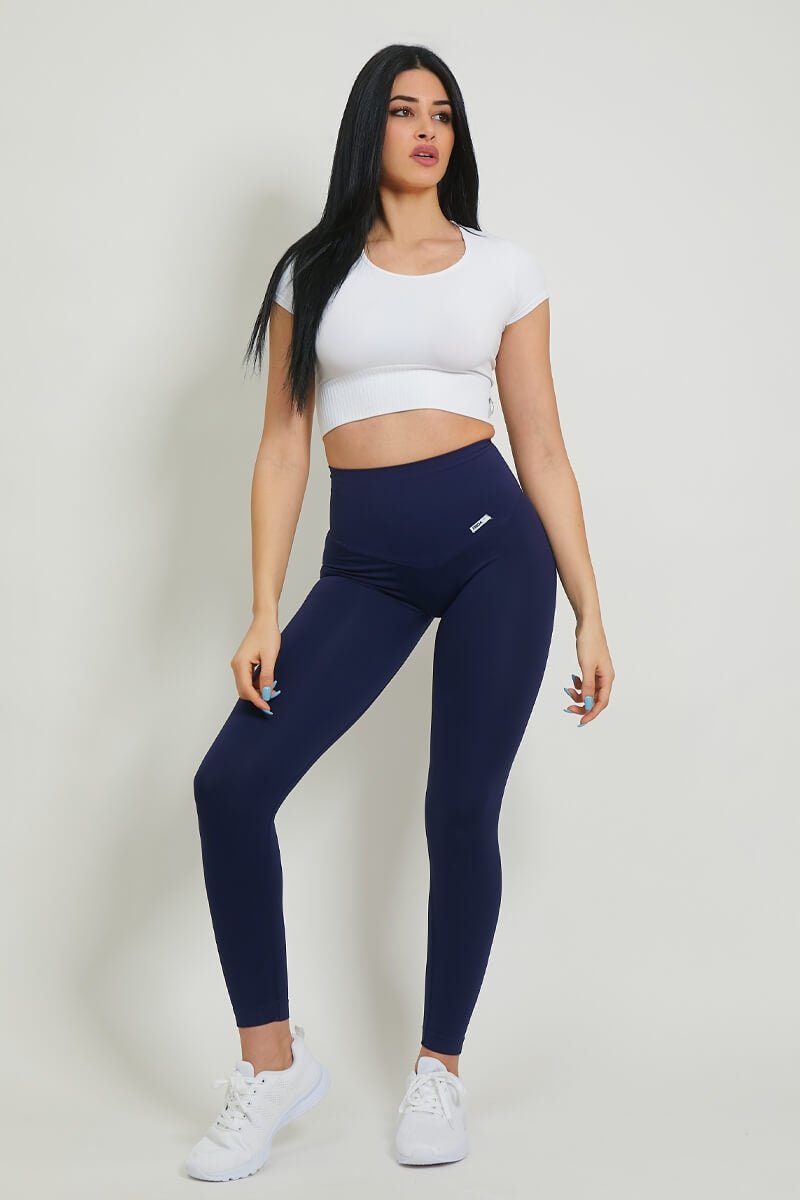 Maglia sportiva cropped seamless con maniche corte T-Shirt Crop Top Bianco - FGM04 - Maglie e Top - fgm04